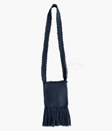 Bolso morral gris oscuro, tejido a mano diseño especial