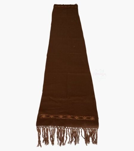 Camino de mesa artesanal marrón café, telar de cintura