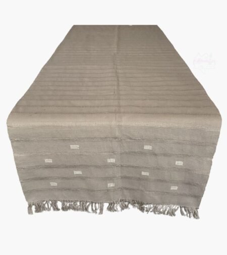 Camino de mesa / rebozo artesanal gris, telar de cintura cuadros