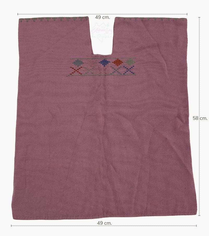 Huipil de gala rosa, telar de cintura con brocados figuras - Image 4