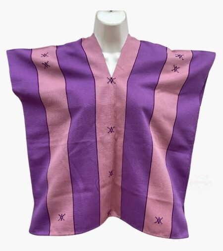 Huipil morado & rosa, telar de cintura, elegante y femenina, líneas y figuras