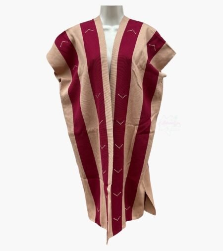 Huipil / gabán / saco artesanal rojo con beige elegante. Telar de cintura largo