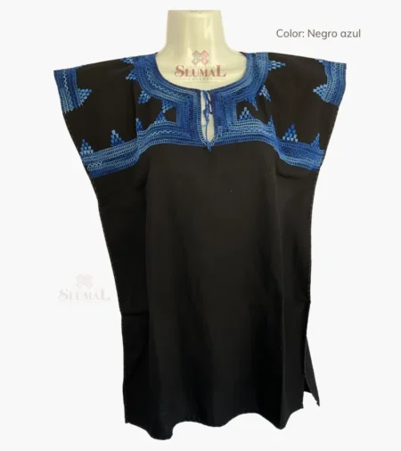 Blusa artesanal de Chamula bordada a mano, bordado cadena